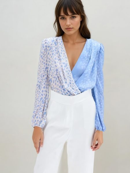 Kruvaze Desenli Bodysuit