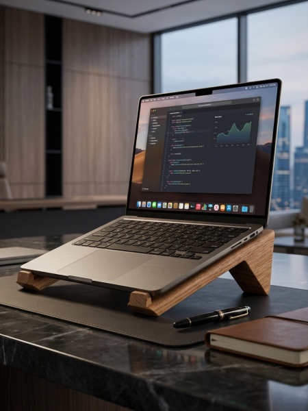Doğal Ahşap Laptop Standı ve Yükseltici
